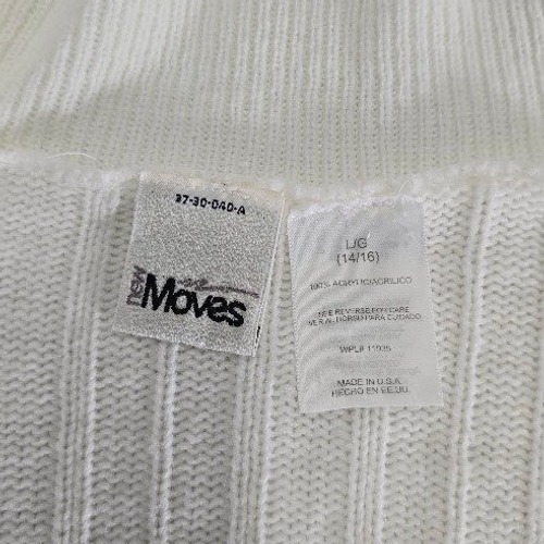 New Moves Womens Knit Zip Up Sweater L Cream Ribbed Mock Neck — image 4 of 7